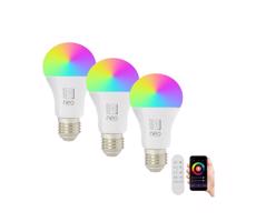 NEO LITE SMART sada 3x žárovka LED E27 9W RGB+CCT, stmívatelná, Wi-Fi, Beacon, DO, TUYA 07712CDO