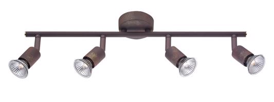 Nova Luce Moderní stropní lišta Base se čtyřmi nastavitelnými spoty - 4 x 50 W, rez NV 662004