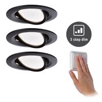 PAULMANN LED vestavné svítidlo Nova kruhové 3x6,5W černá/mat výklopné 3-krokové-stmívatelné teplá bílá 3ks sada 944.72 94472