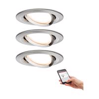 PAULMANN SmartHome Zigbee vestavná svítidla sada LED Coin Nova Plus 3x6,5W stmívatelné kruhové kov kartáčovaný 929.59 P 92959 92959