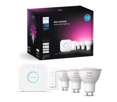Philips Propojovací zařízení Hue BRIDGE a 3 ks LED žárovek GU10 4,3W 50W White and Color Ambiance 2000-6500K/RGB stmívatelné