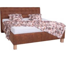 POHODA Čalouněná postel s úložným prostorem bez matrace VIOLET 180x200 cm koňak. hnědá