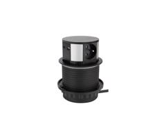 PP100USBC-B - Zásuvkový sloupek pro desku stolu 3x230V + 2xUSB černá