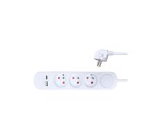 PP111USBC - Prodlužovací kabel s vypínačem 3Z + 2xUSB 2m bílá