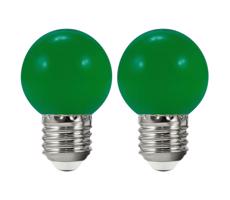 SADA 2x LED Žárovka PARTY E27/0,5W/36V zelená 3000K