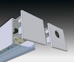 SEC Koncové čelíčko pro WEGA-MODULE2-AA LED s boční přechodkou RAL9005 - černá 320-B-000-14-12-SP