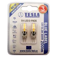 TESLA LED žárovka / G4/ 2W/ 12V DC/ 200lm/ 3000K/ teplá bílá 2pack