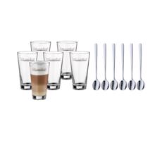 WMF Clever And More skleněné sklenice na latté se lžičkami 6 x 280 ml